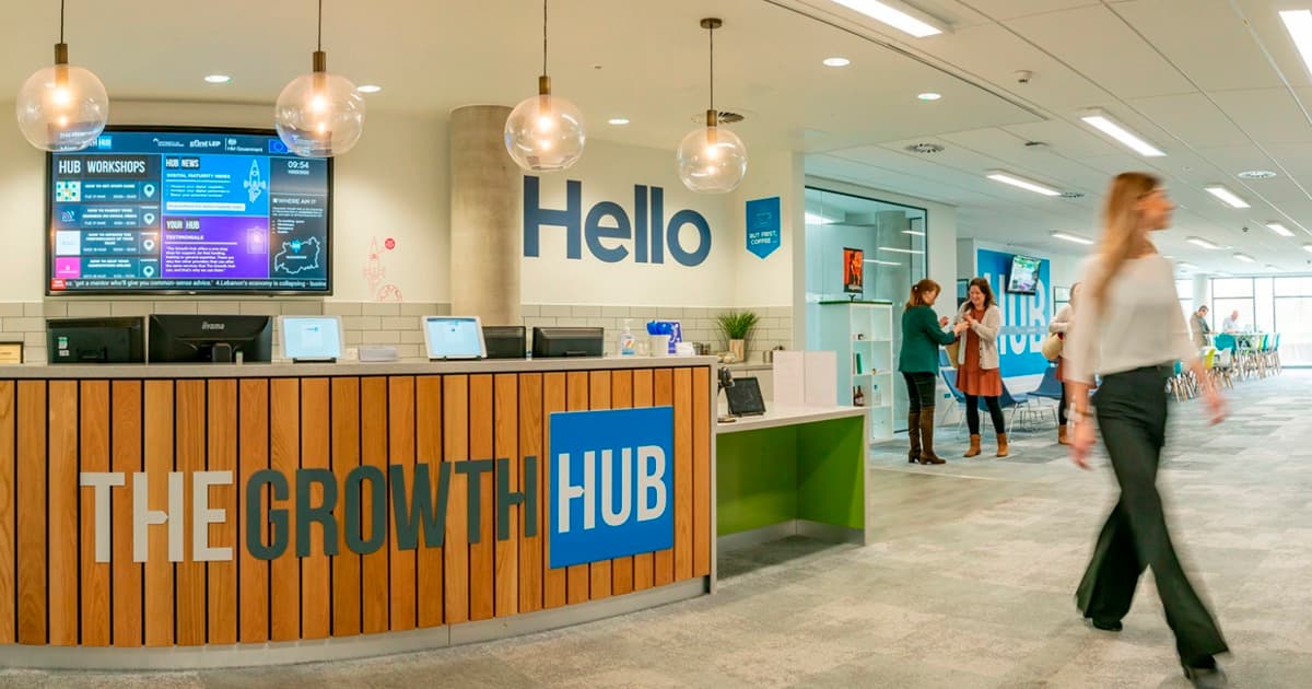 Reception desk at the growth hub Gloucester